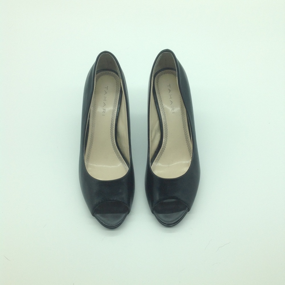 Tahari Black Open Toe Heels